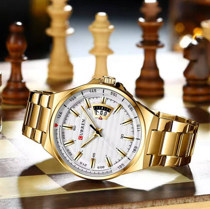 CURREN GENTS 8375 BATTERY POWERED DATE DISPLAY WATER RESISTANT CURREN BRANDED BOX ENGRAVING SERVICES ENQUIRIES