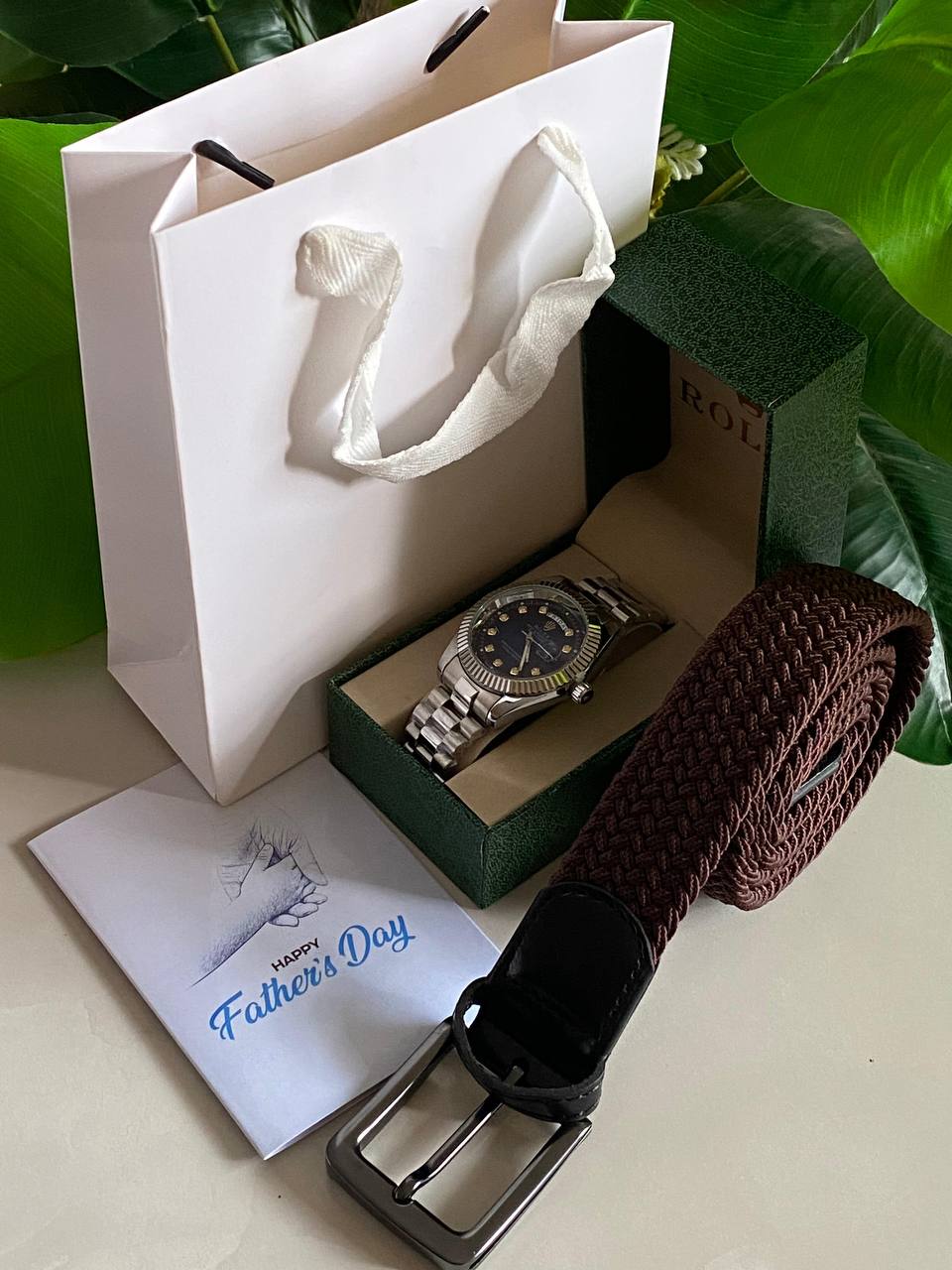 FATHERS DAY GIFT ROLEX SET ROLEX WATCH X BOX BELT CARD & BAG AND ENQUIRIES