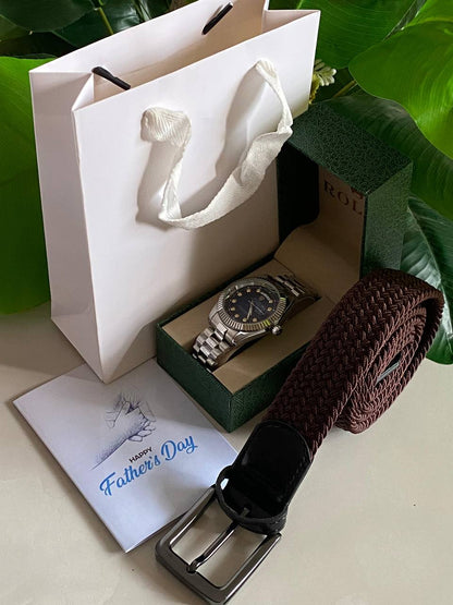 FATHERS DAY GIFT ROLEX SET ROLEX WATCH X BOX BELT CARD & BAG AND ENQUIRIES