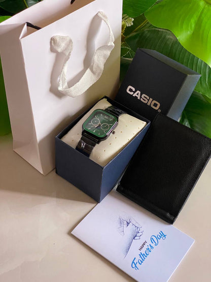 FATHERS DAY GIFT ROLEX SET CASIO WATCH X BOX MONEY CLIP WALLET CARD & BAG WE ENGRAVE GIFTS AND ENQUIRIES