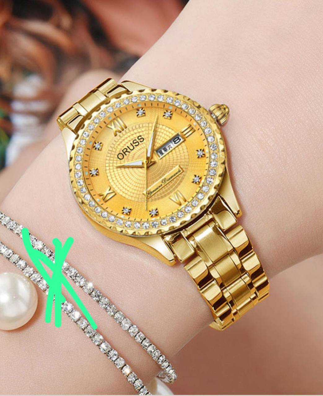 ‼ BRAND ALERT ‼ ORUSS LADIES DAY & DATE DATE & DATE DISPLAY STAINLESS STEEL BATTERY POWERED WATER RESISTANT ENGRAVING SERVICES ENQUIRIES