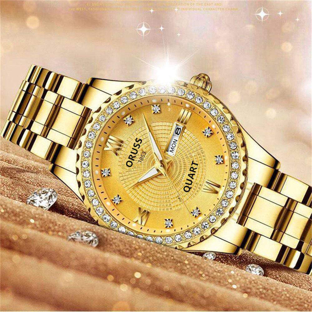 ‼ BRAND ALERT ‼ ORUSS LADIES DAY & DATE DATE & DATE DISPLAY STAINLESS STEEL BATTERY POWERED WATER RESISTANT ENGRAVING SERVICES ENQUIRIES