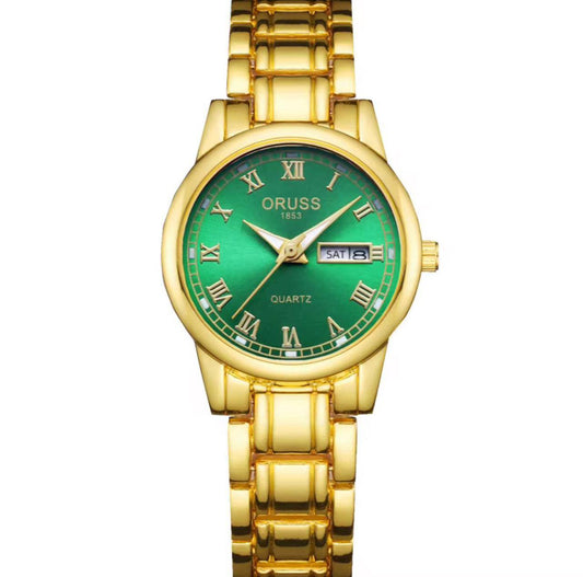 ‼ BRAND ALERT ‼ ORUSS LADIES DAY & DATE WATCH DAY & DATE DISPLAY STAINLESS STEEL BATTERY POWERED WATER RESISTANT ENGRAVING SERVICES ENQUIRIES