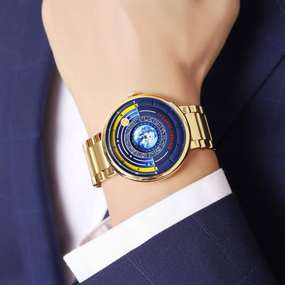 SKMEI 2361 EARTH TIME GOLD SILVER BLACK EARTH DIAL FASHION MINERAL REINFORCED GLASS BATTERY POWERED STAINLESS STEEL WATER RESISTANCE 30M ENGRAVING SERVICES