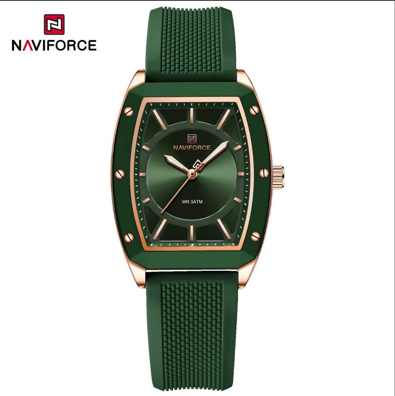 NAVIFORCE NF5049 LADIES 2 COLOURS WATERPROOF SILICON STRAP LUMINOUS HANDS ENGRAVING FROM & ENQUIRIES