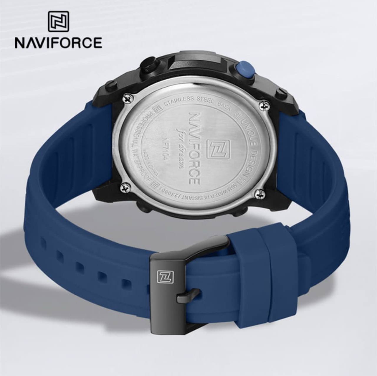 NAVIFORCE NF7104 4 COLOURS UNISEX LCD DIGITAL WATER RESISTANT:3ATM SILICON STRAP ACRYLIC FASHION SPORT WATCH ENGRAVING FROM & ENQUIRIES