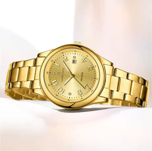 NAVIFORCE LADIES #NF5059 STAINLESS STEEL WATER RESISTANT BATTERY POWERED QUARTZ CALENDER 5 COLOR OPTIONS ENGRAVING SERVICES ENQUIRIES