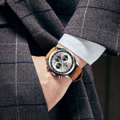 GOLDEN HOUR CHRONOGRAPH DATE DISPLAY WATER RESISTANT LUMINOUS FUNCTION LEATHER STRAP ENGRAVING SERVICES ENQUIRIES