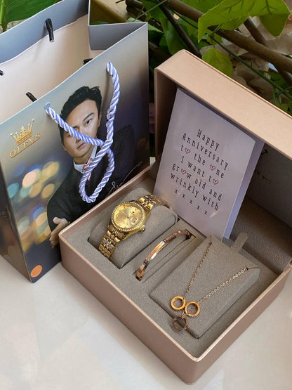 HAPPY BIRTHDAY X ANNIVERSARY GIFT 3 1 OLEVS GIFT SET OLEVS WATCH BRACELET NECKLACE BOX,BAG & CARD ENGRAVING SERVICES & ENQUIRIES
