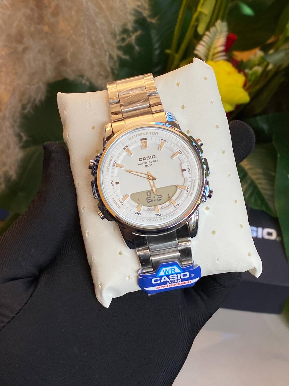 CASIO DUAL TIME WORLD TIME COUNT DOWN TIMER 3 ALARMS BATTERY POWERED STAINLESS STEEL WATER RESISTANT CASIO BRANDED BLUE BOX ENQUIRIES