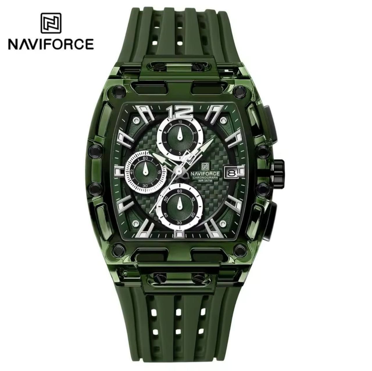 NAVIFORCE NF7105 7 COLOURS CHRONOGRAPH TRANSPARENT DESIGN WATERPROOF SILICON STRAP DATE DISPLAY ENGRAVING FROM & ENQUIRIES