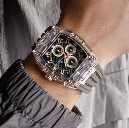 NAVIFORCE NF7105 7 COLOURS CHRONOGRAPH TRANSPARENT DESIGN WATERPROOF SILICON STRAP DATE DISPLAY ENGRAVING FROM & ENQUIRIES