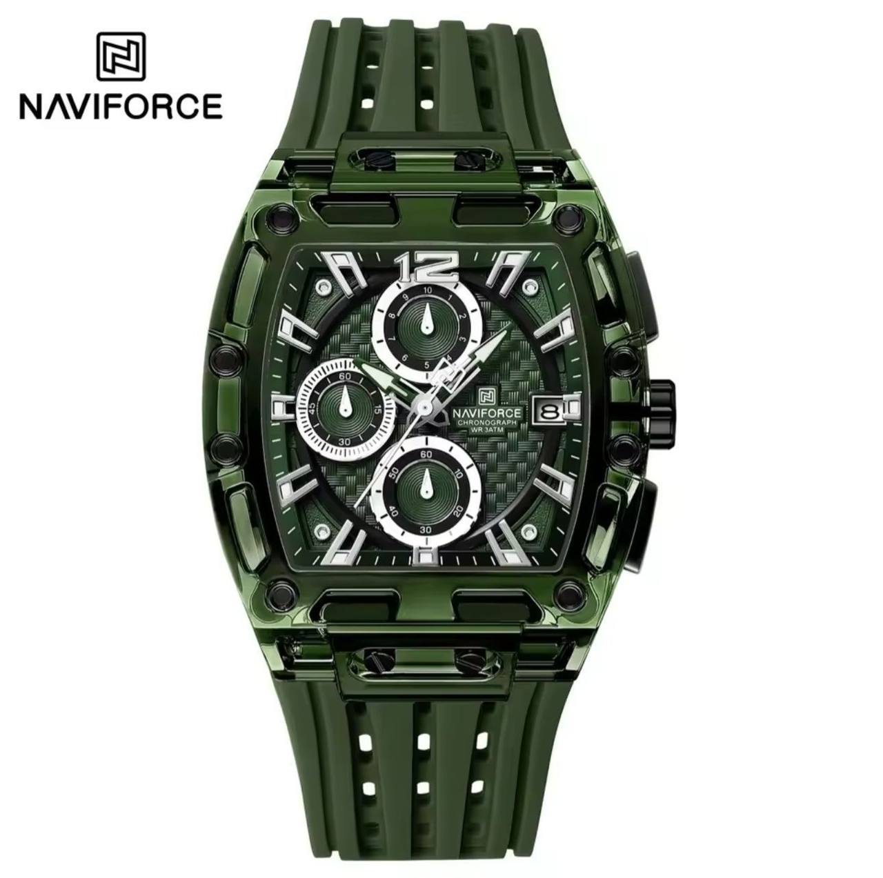 NAVIFORCE NF7105 7 COLOURS CHRONOGRAPH TRANSPARENT DESIGN WATERPROOF SILICON STRAP DATE DISPLAY ENGRAVING FROM & ENQUIRIES
