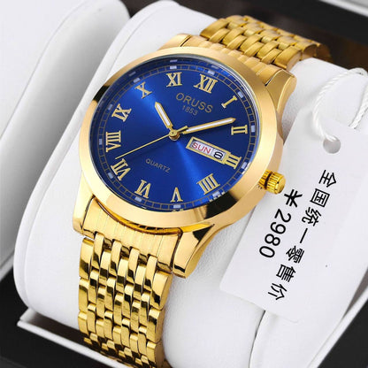 ‼ BRAND ALERT ‼ ORUSS MEN DAY & DATE WATCH DATE DISPLAY STAINLESS STEEL BATTERY POWERED WATER RESISTANT ENGRAVING SERVICES ENQUIRIES