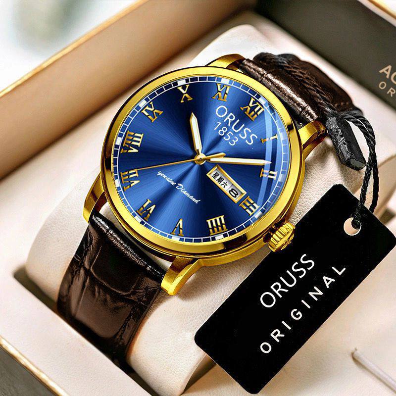 ‼ BRAND ALERT ‼ ORUSS MEN DAY & DATE WATCH DATE DISPLAY STAINLESS STEEL BATTERY POWERED WATER RESISTANT ENGRAVING SERVICES ENQUIRIES