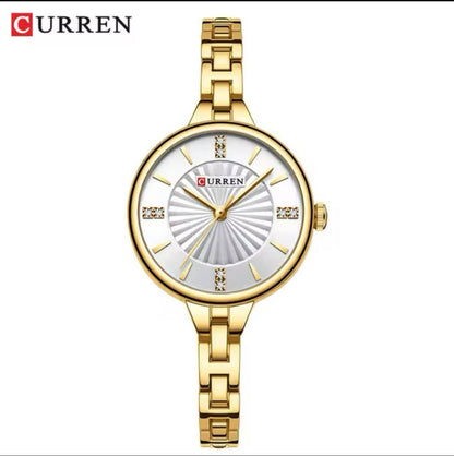 CURREN LADIES #9097 (METALLIC ) GOLD GREEN GOLD WHITEGOLD SILVER SILVER BLUE WATER RESISTANT BATTERY POWERED CURREN BRANDED BOX ENGRAVING SERVICES ENQUIRIES