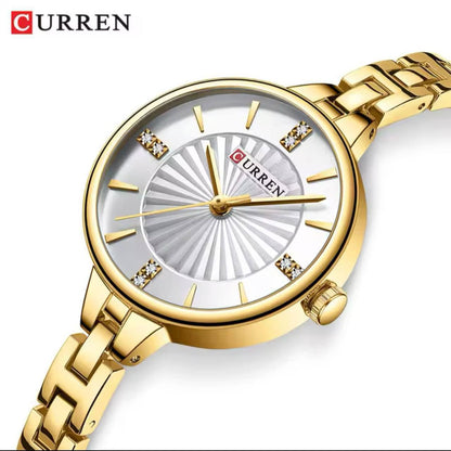 CURREN LADIES #9097 (METALLIC ) GOLD GREEN GOLD WHITEGOLD SILVER SILVER BLUE WATER RESISTANT BATTERY POWERED CURREN BRANDED BOX ENGRAVING SERVICES ENQUIRIES