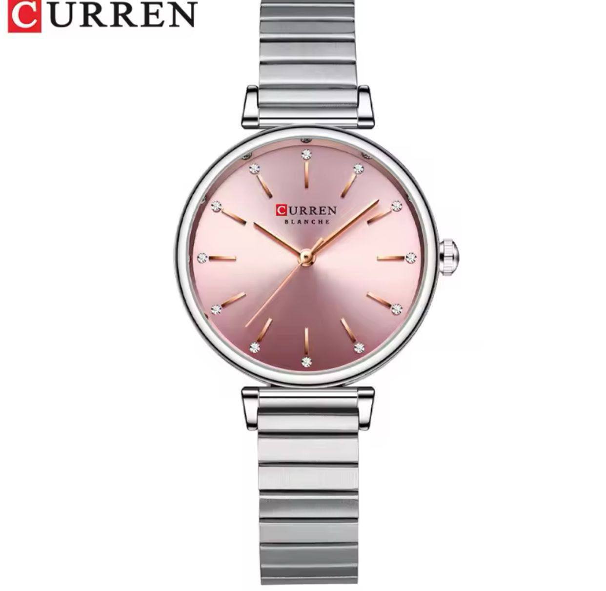 CURREN LADIES #9081 (METALLIC ) WATER RESISTANT BATTERY POWERED ENGRAVING SERVICES PER WORD,300 LOGO CURREN BRANDED BOX ENQUIRIES