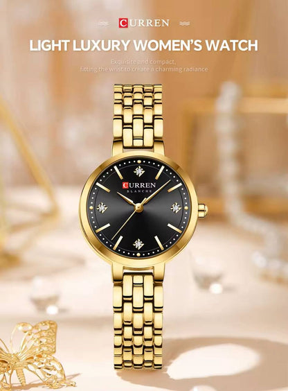 CURREN LADIES #9106 (METALLIC ) WATER RESISTANT BATTERY POWERED ENGRAVING SERVICES PER WORD,300 LOGO CURREN BRANDED BOX ENQUIRIES