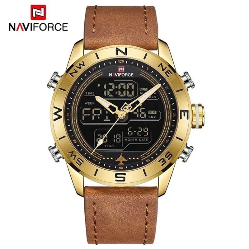 NAVIFORCE DUAL TIME LIGHT BUTTON ALARM 12 AND 24 HOURS TIME DISPLAY