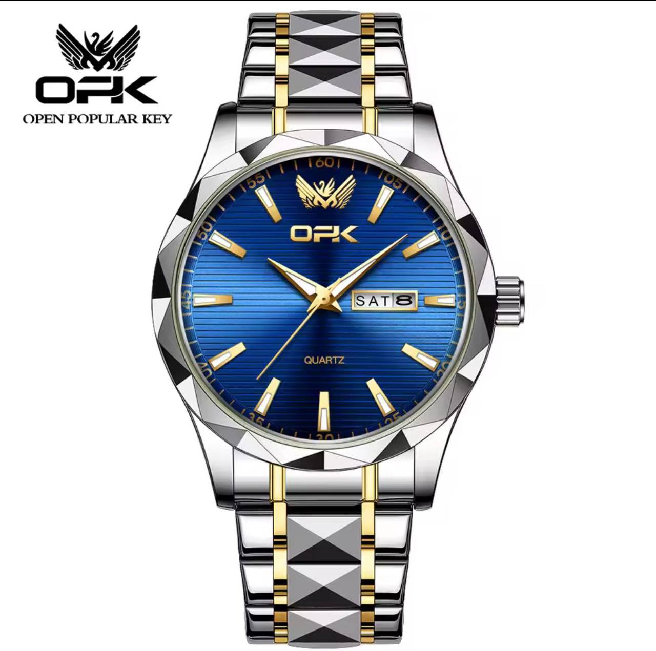 ARRIVALS OPK GENTS WATCH #8164 DATE DISPLAY STAINLESS STEEL BATTERY POWERED WATER RESISTANT ENGRAVING SERVICES ENQUIRIES