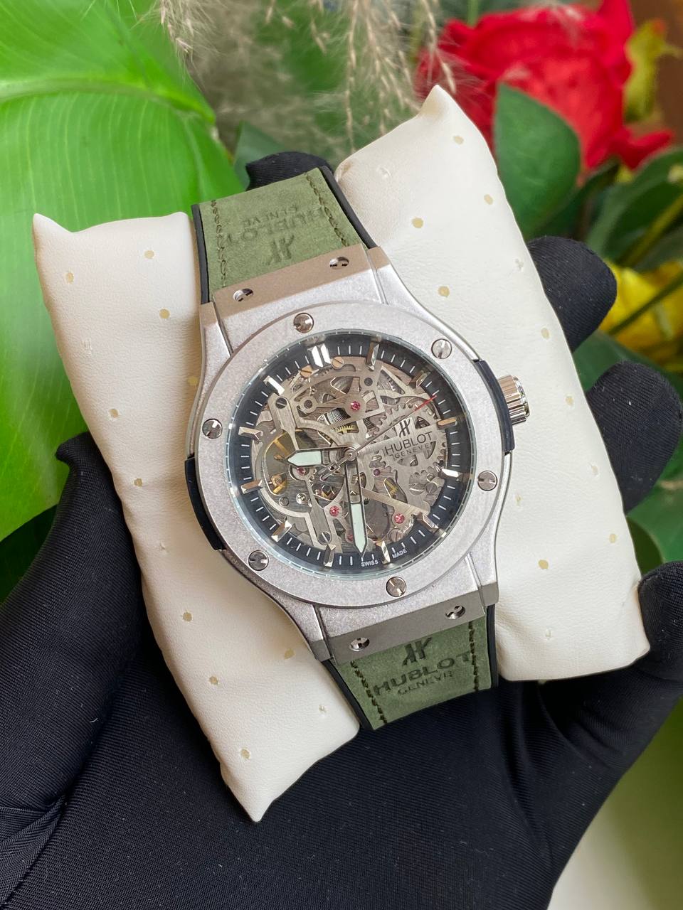 ARRIVALS PATEK PHILLIPE GENTS WATCH TOURBILLON MACHINE DAY&DATE DISPLAY METAL AND LEATHER STRAPS AUTOMATIC MOVEMENT WATER RESISTANT WE OFFER ENGRAVING SERVICES ENQUIRIES