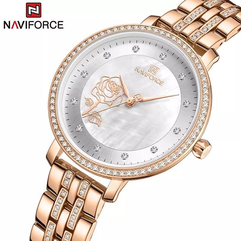 NAVIFORCE LADIES ROSE GOLD BLUE ROSE GOLD WHITE YELLOW GOLD WHITE