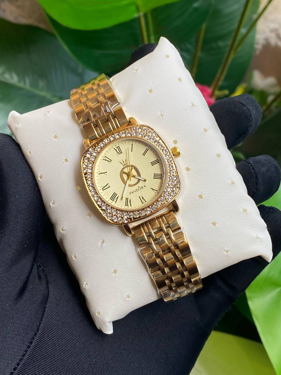 PANDORA LADIES WATCH STAINLESS STEEL WATER RESISTANT BATTERY POWERED ICED OUT ENGRAVING SERVICES ENQUIRIES