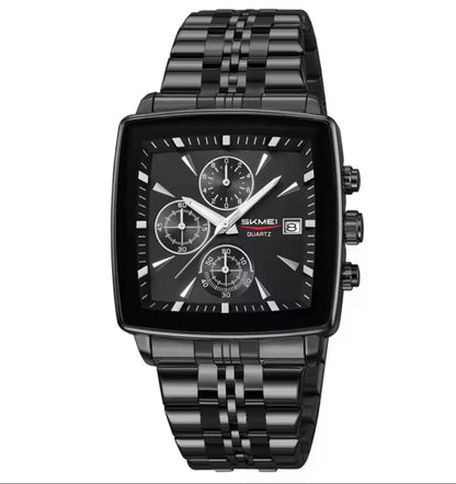 SKMEI CHRONOGRAPH GENTS WATCH #2434 CHRONOGRAPH MOVEMENT BATTERY POWERED STAINLESS STEEL DATE DISPLAY ENGRAVING SERVICES SKMEI BRANDED TIN ENQUIRIES