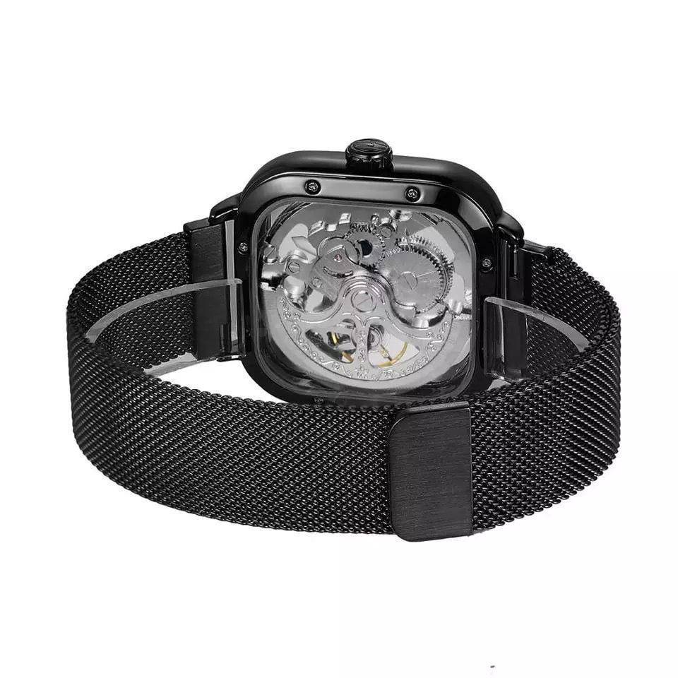 FORSINING AUTOMATIC SKELETON WATCH GOLD SILVER BLACK MESH STRAP WATER RESISTANT STAINLESS STEEL AUTOMATIC MOVEMENT COMES A GIFT BOX ENQUIRIES