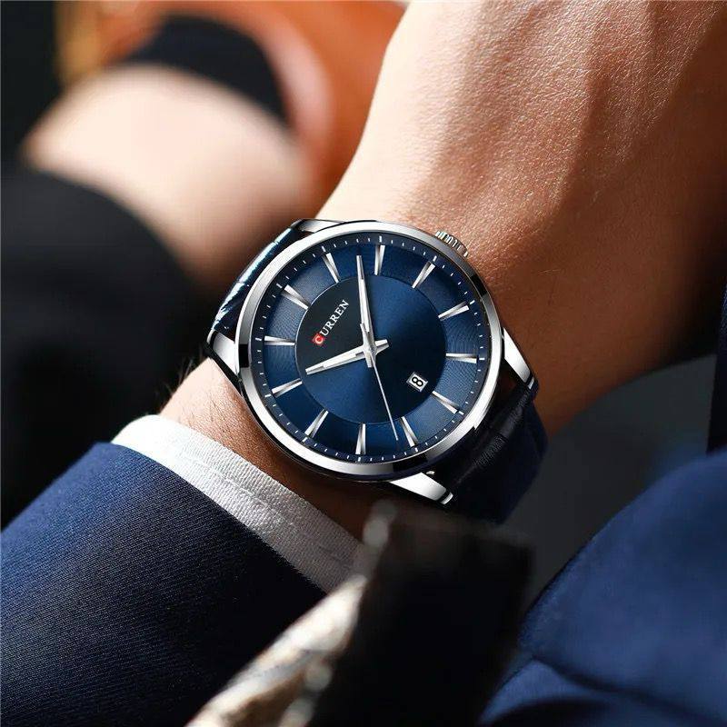 CURREN GENTS WATCH #8365 BLACK BLUE WATER RESISTANT DATE DISPLAY BATTERY POWERED CURREN BRANDED BOX ENGRAVING SERVICES ENQUIRIES