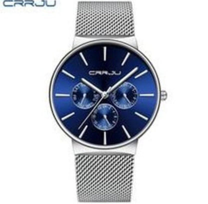 CRRJU CHRONOGRAPH MESH GENTS WATCH DATE DISPLAY WATER RESISTANT MESH STRAP BATTERY POWERED ⃣2 COLOR OPTIONS ENGRAVING SERVICES ENQUIRIES