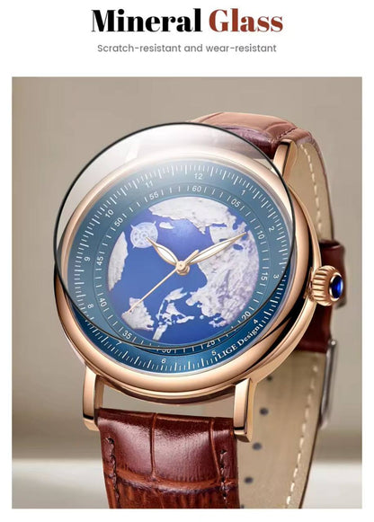 LIGE LG8963A MINERAL GLASS SCRATCH RESISTANT WATERPROOF 30M GLOWING POINTERS LEATHER STRAP LIGE BRANDED BOX ENGRAVING SERVICES ENQUIRIES