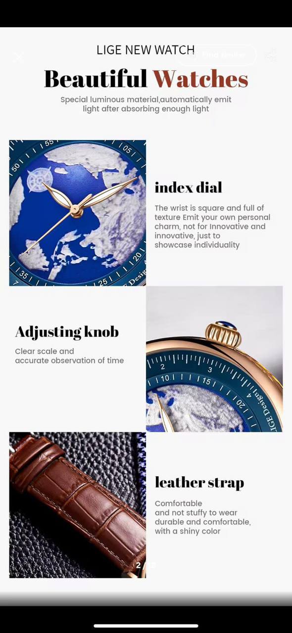 LIGE LG8963A MINERAL GLASS SCRATCH RESISTANT WATERPROOF 30M GLOWING POINTERS LEATHER STRAP LIGE BRANDED BOX ENGRAVING SERVICES ENQUIRIES