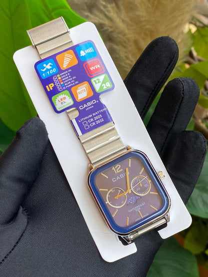 CASIO CHRONOGRAPH GENTS WATCH STAINLESS STEEL FUNCTIONAL MOONPHASE CHRONOGRAPH FUNCTIONAL WATER RESISTANT NON FADE CASIO BRANDED BOX ENGRAVING SERVICES