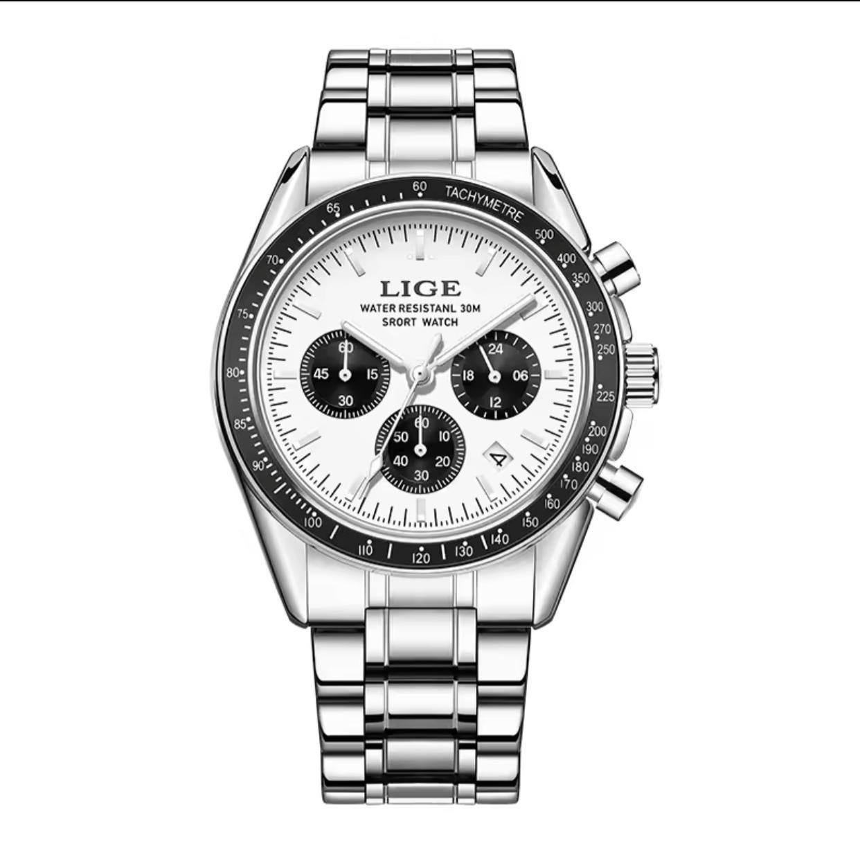 LIGE GENTS WATCH LG89137 CHRONOGRAPH(DAY,24HRS,DATE) WATERPROOF 30M LUMINOUS STAINLESS STEEL LIGE BRANDED BOX INCLUSIVE ENGRAVING SERVICES ENQUIRIES