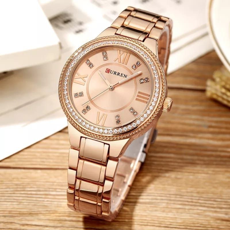 LADIES CURREN 9004L ROSE GOLD BLACK SILVER
