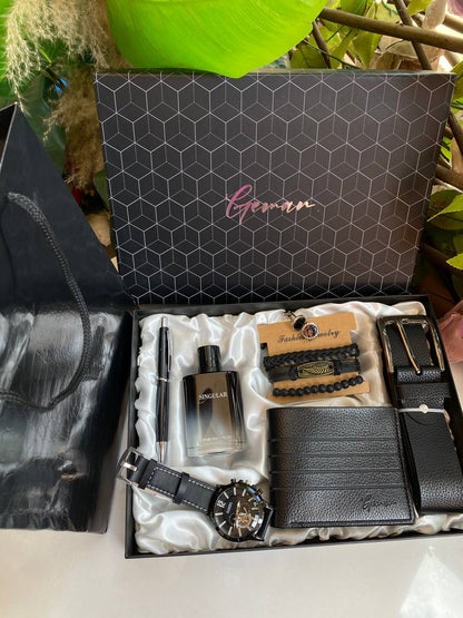 ARRIVALS 7 1 MEN QUALITY GIFT PACK PERFUME WALLET BELT WATCH EXECUTIVE PEN 3 BANGLES SHIRT CUFFLINKS GIFT BAG ENGRAVING SERVICES ENQUIRIES