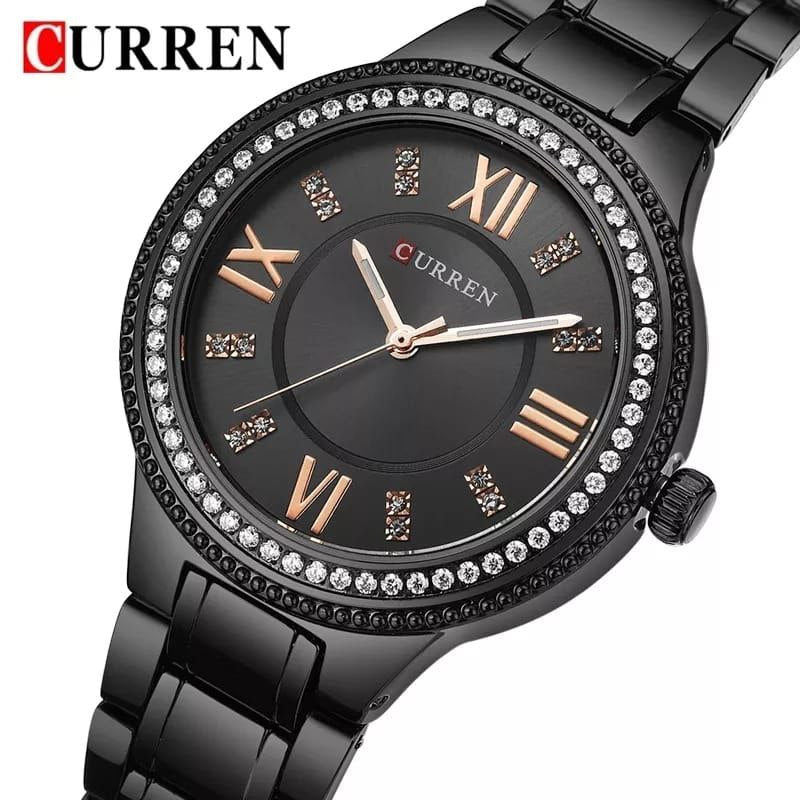 LADIES CURREN 9004L ROSE GOLD BLACK SILVER
