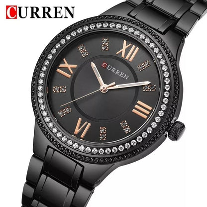 LADIES CURREN 9004L ROSE GOLD BLACK SILVER