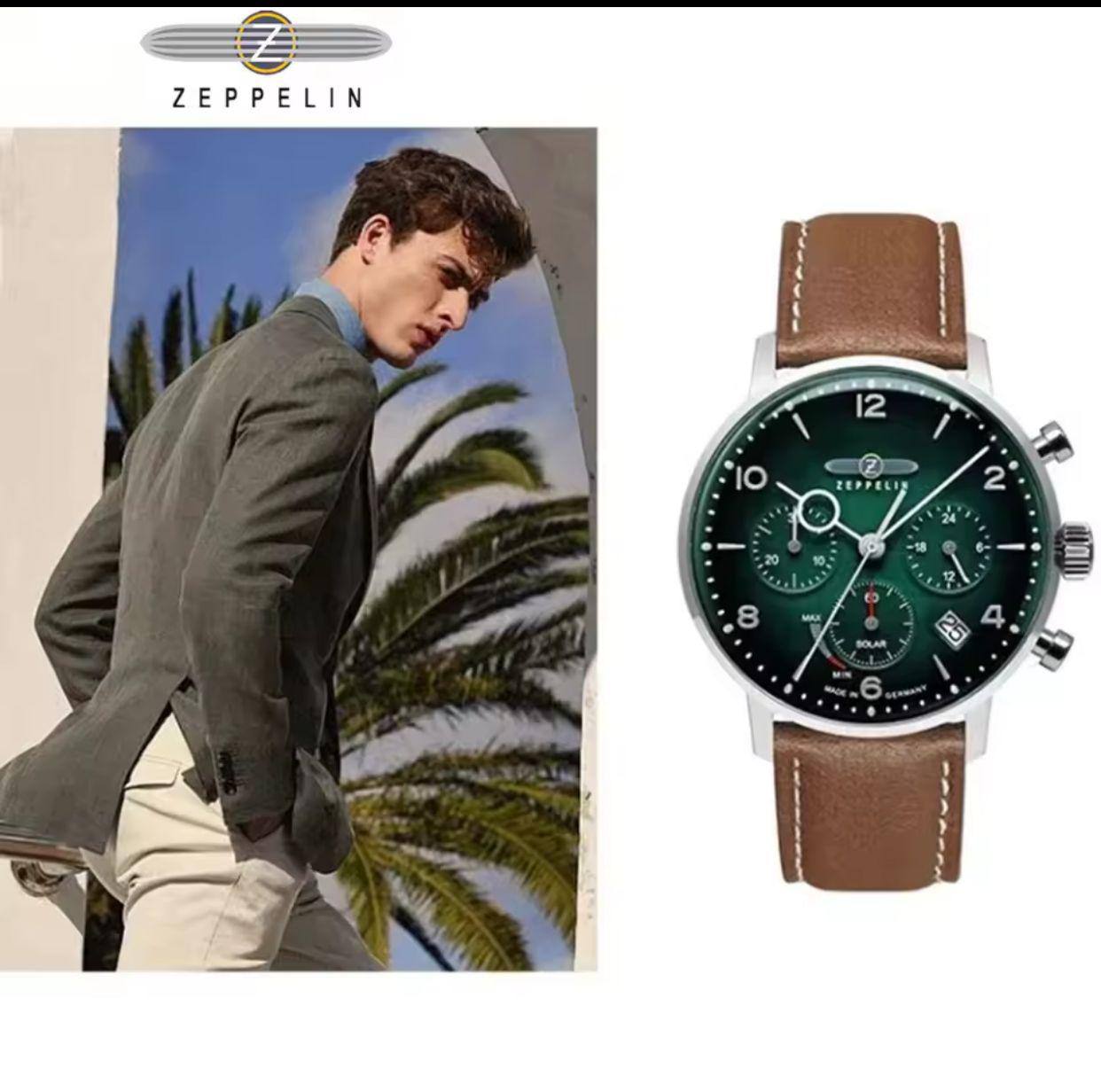 ZEPPELIN CHRONOGRAPH GENTS WATCH DATE DISPLAY WATER RESISTANT BATTERY POWERED CHRONOGRAPH MOVEMENT ENGRAVING SERVICES ENQUIRIES