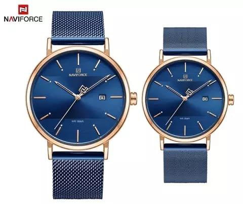 COMPLETE COUPLE SET NAVIFORCE WITH GIFT BOX @4400 DAY, DATE AND TIME DISPLAY STAINLESS STEEL BAND WATER REISTANT