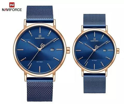 COMPLETE COUPLE SET NAVIFORCE WITH GIFT BOX @4400 DAY, DATE AND TIME DISPLAY STAINLESS STEEL BAND WATER REISTANT