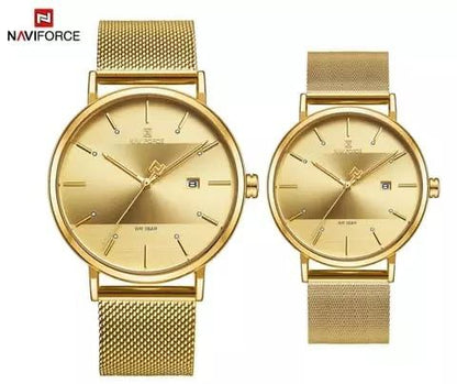 COMPLETE COUPLE SET NAVIFORCE WITH GIFT BOX @4400 DAY, DATE AND TIME DISPLAY STAINLESS STEEL BAND WATER REISTANT