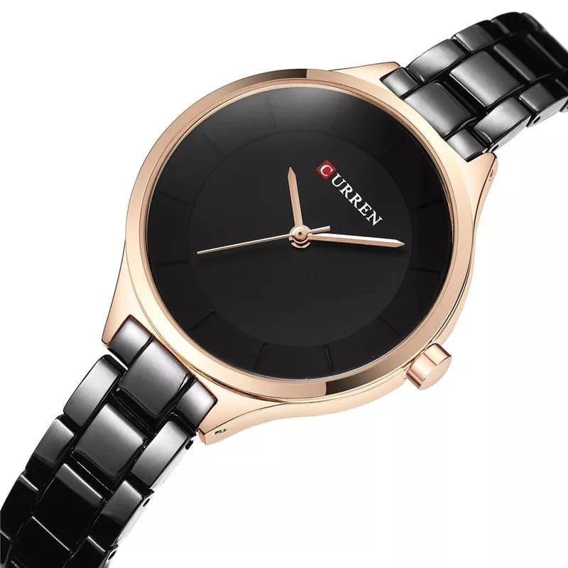 LADIES CURREN 9015 BLACK ROSE GOLD