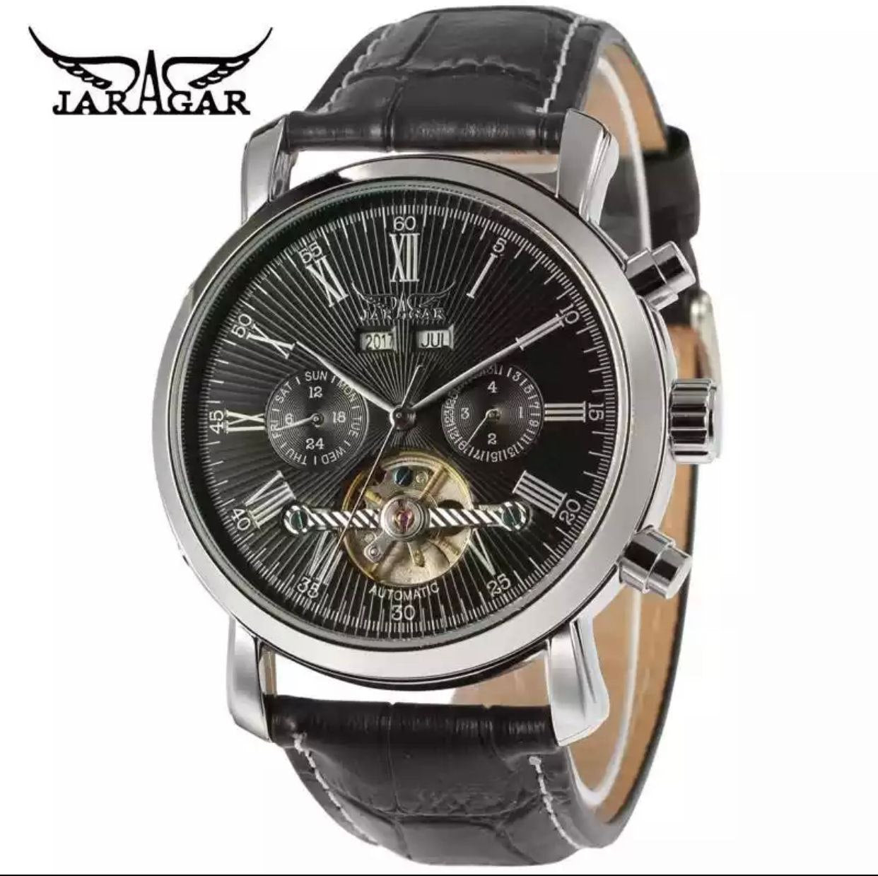 JARAGAR AUTOMATIC DAY, DATE,MONTH,YEAR DISPLAY LEATHER STARP WATER RESISTANT