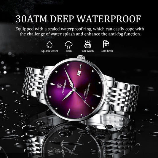 POEDAGAR 3ATM WATER RESISTANT DATE DISPLAY STAINLESS STEEL FINISH