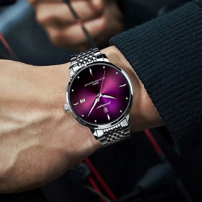 POEDAGAR 3ATM WATER RESISTANT DATE DISPLAY STAINLESS STEEL FINISH