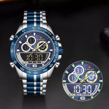MEN NAVIFORCE NF 9188 ANALOGUE&DIGITAL DISPLAY GOLD SILVER BLUE