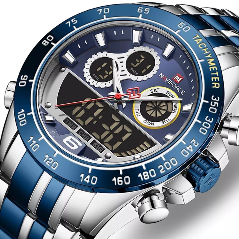 MEN NAVIFORCE NF 9188 ANALOGUE&DIGITAL DISPLAY GOLD SILVER BLUE